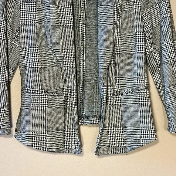 Women's S BAR lll Plaid/Herringbone Blazer Black White Open Style - Picture 4 of 8